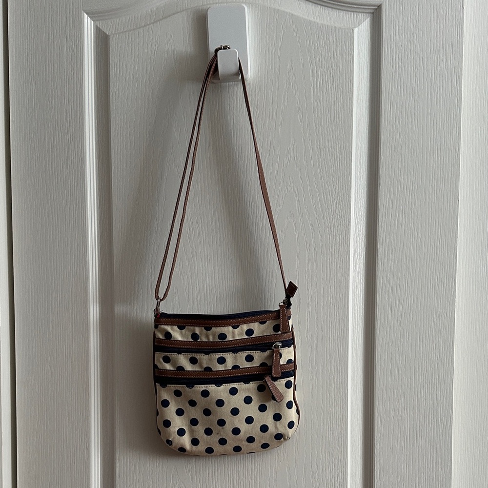 Croft & Barrow Polka Dot Crossbody Bag - Brown and Cream